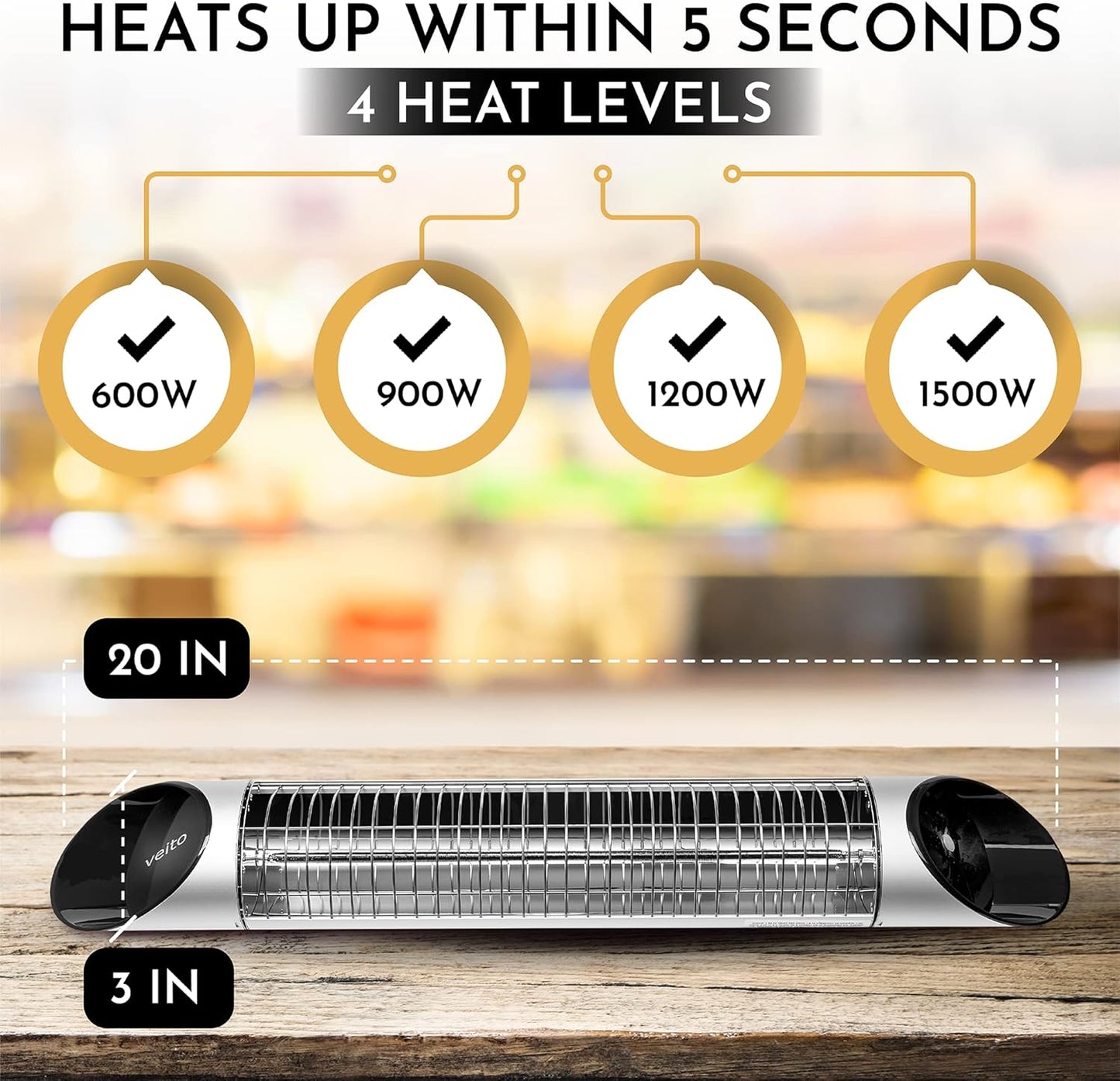 Blade Infrared Heater 1500W Silver with Remote Control